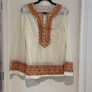 Tory Burch orange and brown tunic
